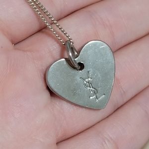 YSL Yves Saint Laurent Silver Heart Necklace